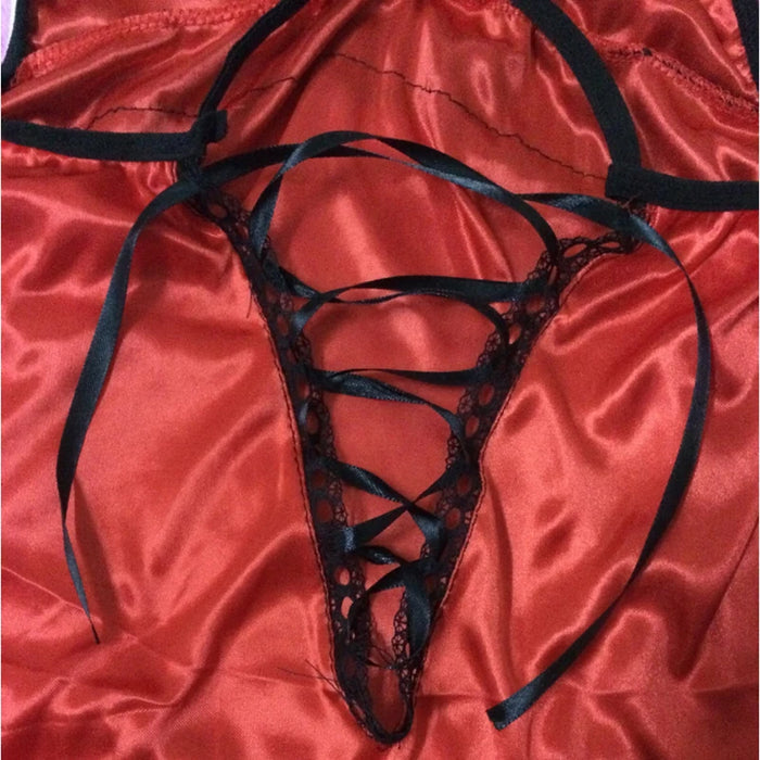 Women Sexy Lingerie Hot Porn Lace Dress+G-thongs Backless Bow Underwear Erotic Costume Exotic Apparel Uniform Lengerie Women
