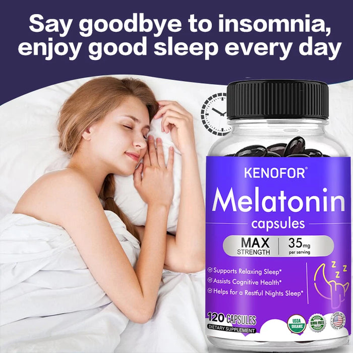 Melatonin 20 Mg Capsules - Helps with Relaxation, Improves Sleep Quality, Promotes Deep Sleep, Boosts Energy, and Balances Mood