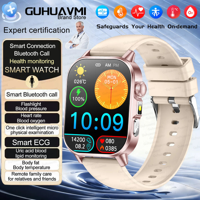 2026 New ECG + PPG Smart Healthy Diagnosis Surveillance Women Body Analysis Blood Pressure Lipid Uric Acid Health SmartWatch Men
