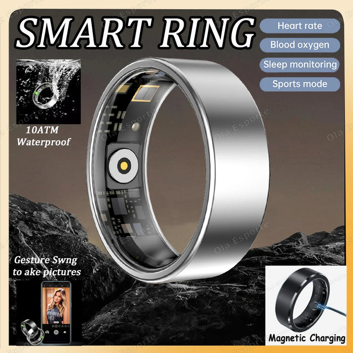 2025 New Smart Ring Blood Oxygen Heart Rate Sleep Monitor Sports GPS Tracking Remote Care 10ATM Waterproof Men Women Smartring
