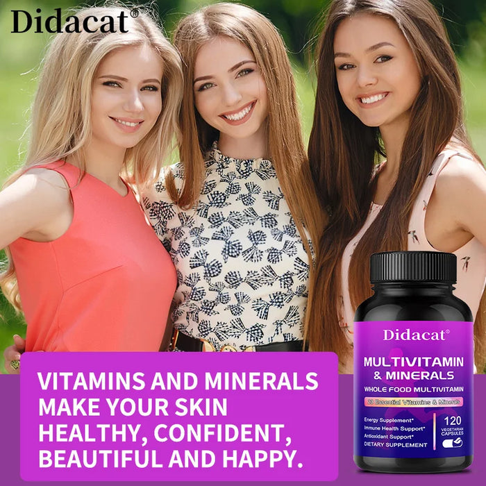 Whole Food MultiVitamin and Minerals - 120 Multivitamins for Women and Men, Powerful Antioxidants for Digestive Support