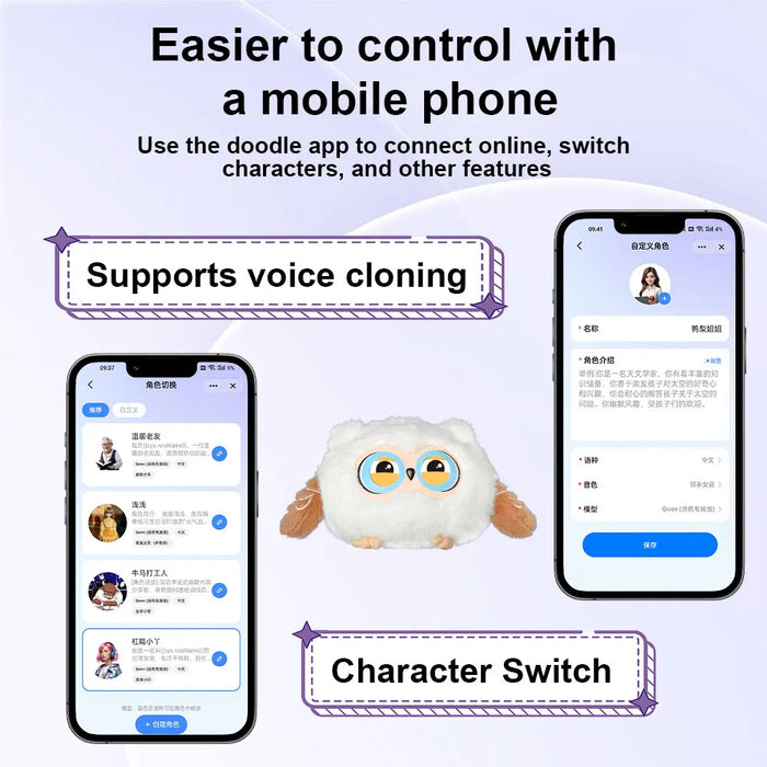 Tuya AI Plush Toy W/Smart Voice&LED Eyes,Interactive Companion for Kid/Adult‌Gift-ReadyRechargeable E-Pet open up smart life