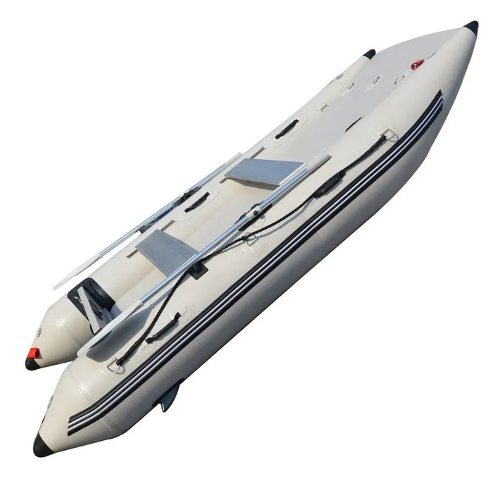 11 Ft Inflatable Catamaran Inflatable Boat Dinghy Mini Cat Boat Gray