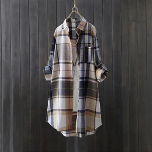 Women's Elegant Blouse Fashionable Plaid Loose Fit Women's Shirt with Buttons - Perfect for Spring/Summer