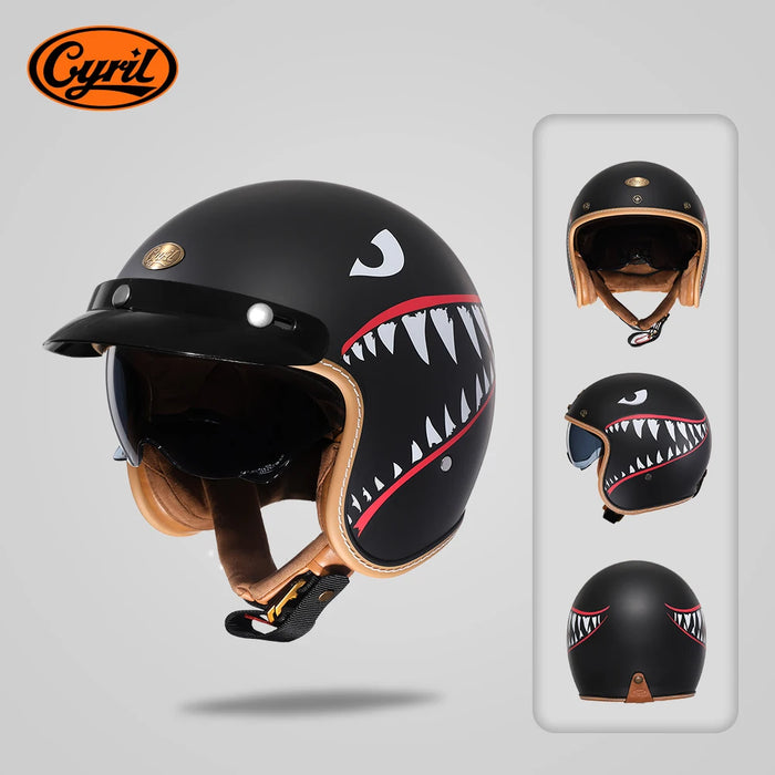 Cyril Helmets for Motorcycles Accessories 3/4 Open Face Lightweight DOT Certified Safety Retro Cascos Moto Helmet