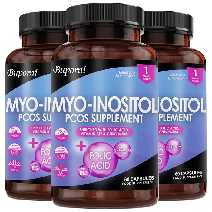 Myo-Inositol PCOS Supplement - Promotes Hormonal Balance and Ovarian Health, Regulates Menstrual Cycles, and Improves Mood