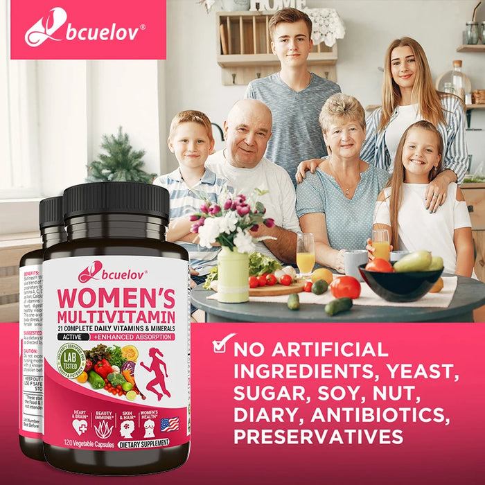 Multivitamin for Women + Stress Support with 21 Daily Vitamins and Minerals - Support Immunity, Hair, Skin & Nails, Non-GMO