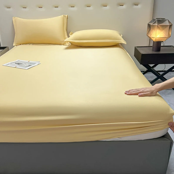 Double Bed Sheets Polyester Bedding Fitted Sheet Only(no Pillowcase) Elastic Band Around Cool Mattress Cover King Size Bed Cover