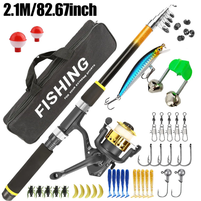 Lure Fishing Rod Set Sea Fishing with Bait Hard Bait and Soft Bait Set Fishing Gear Accessories Suitable for Beginners