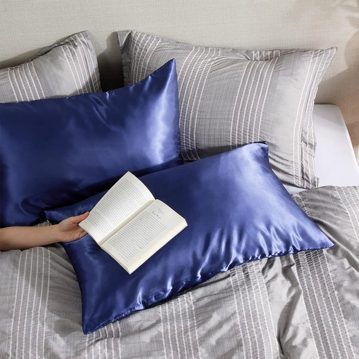 2PCS Satin Pillowcase Gifts Luxurious and Silky Throw Pillows with Envelope Closure 20x36 Inches Pillow Cover for Hair and Skin