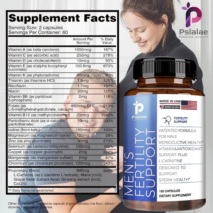 Male Fertility Supplements | Count & Motility Support | Fertility Support Includes L-Carnitine, Zinc & Folic Acid