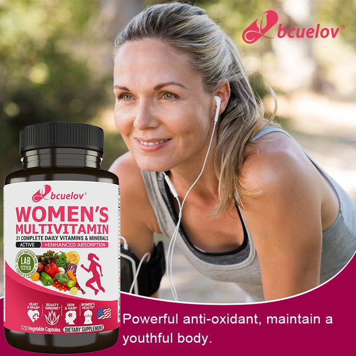 Multivitamin for Women + Stress Support with 21 Daily Vitamins and Minerals - Support Immunity, Hair, Skin & Nails, Non-GMO