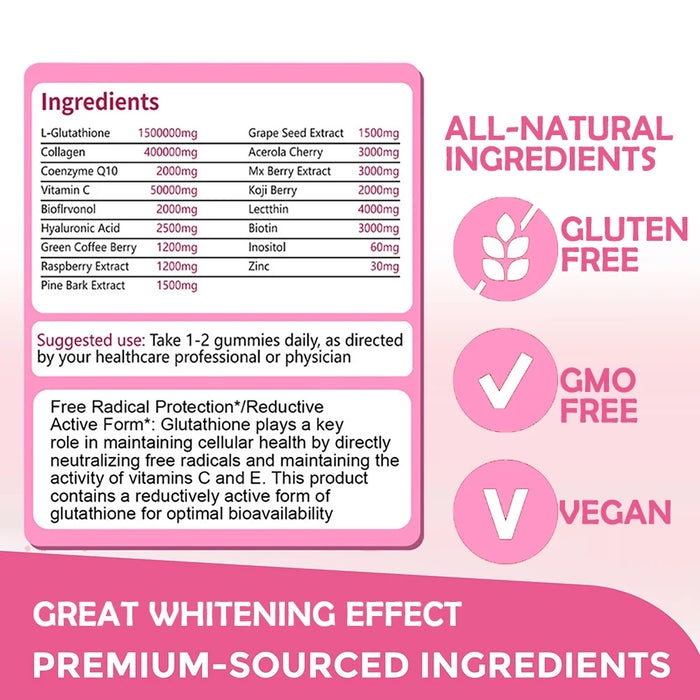 Collagen Supplements with Vitamin C & Biotin | Gluta White 1500000mg Hydrating Formula Skin Whitening Pills | 30 Liquid Softgels