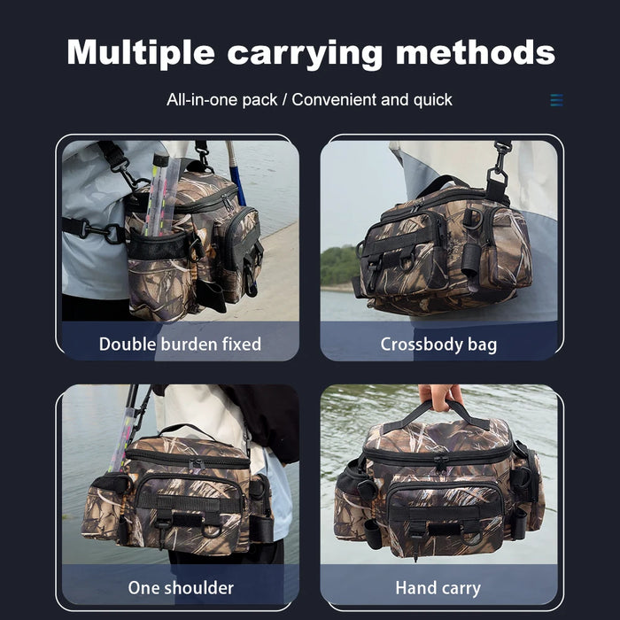 Fishing Tackle Backpack Lure Box Gear Storage Bag Fanny Pack for Men Fly Fishing Backpack with Rod Holder Sling Shoulder Bag