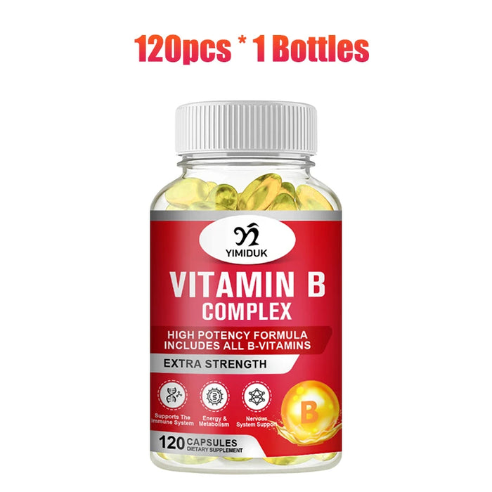 High Strength Vitamin B Complex Supplement, with Vitamin C, for Stress & Fatigue Relief, Metabolism & Heart Health, Women & Men