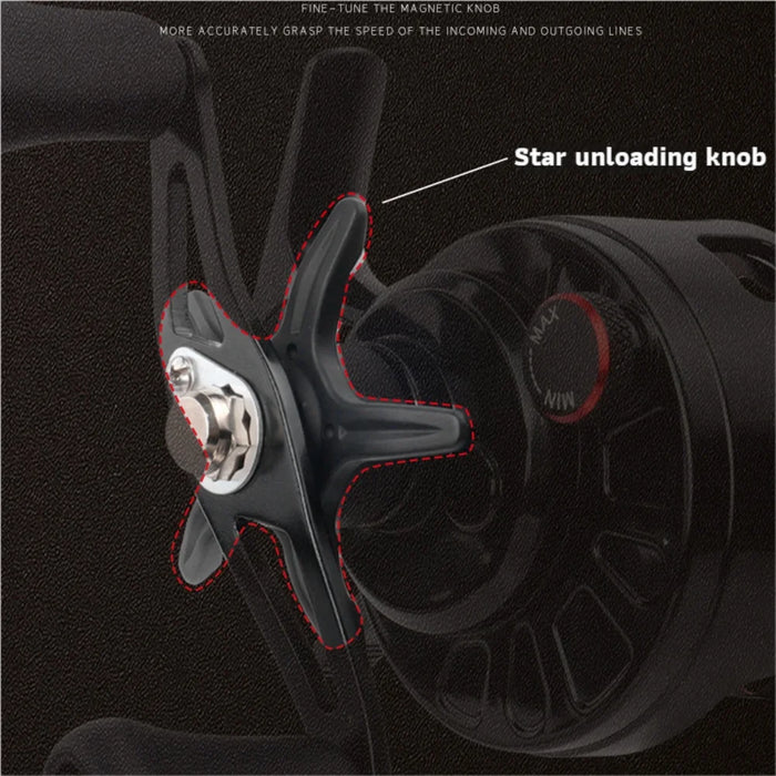 High-Foot Ice Fishing Reel 3.2:1 Gear Ratio 3+1BB Bearings Magnetic Brake For Raft Bridge Sea Fishing Black Red/Gold Left Hand