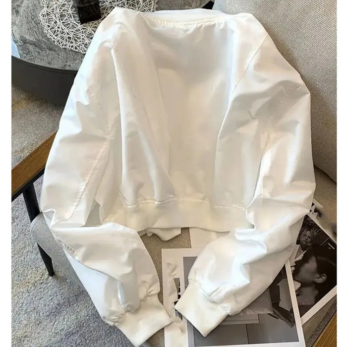 Ladies Fashion Bat Sleeves Top Coat Spring Autumn Female Zipper Short Jacket Retro Women Solid Color Outwear