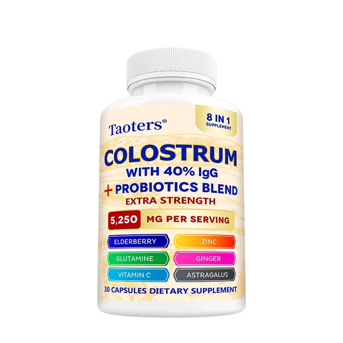 Colostrum Supplement, Contains 40% IgG + Probiotic Mixture, Support Gut, Muscle & Immune Health, Boost Immunity, for Men & Women