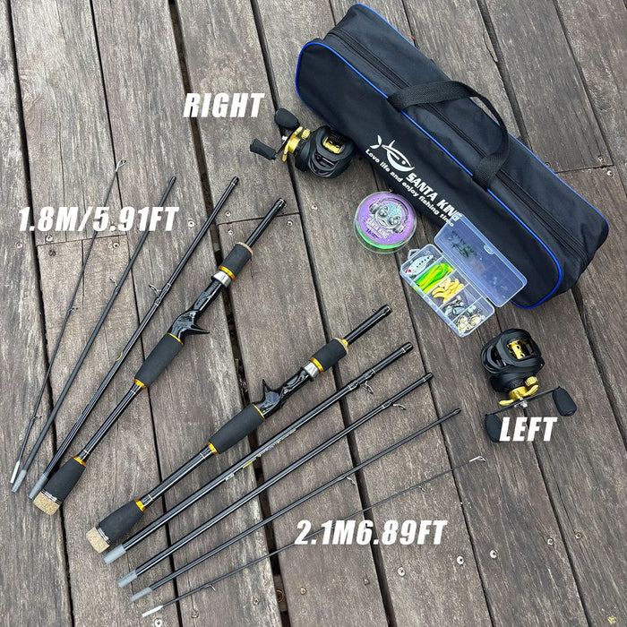 Fishing Combo Set- Casting Fishing Rod with 7.2:1 Gear Ratio Baitcast Reel Fishing Line Bag Lure Kit for Freshwater Fishing