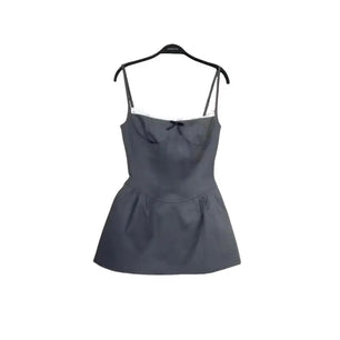 High Quality Lace Camisole Dress Women Contrasting Color Waist A-line Silhouette Dress Flower Bud Pants Two-piece Set Sexy Dress