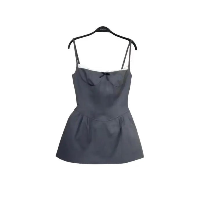 High Quality Lace Camisole Dress Women Contrasting Color Waist A-line Silhouette Dress Flower Bud Pants Two-piece Set Sexy Dress