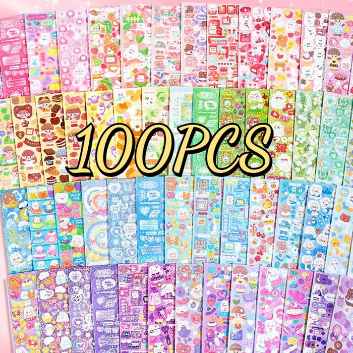 Kawaii Handbook Stickers Cartoon Collage Laser Student DIY Decorative Scrapbooking Journals Stationery Back School Supplies