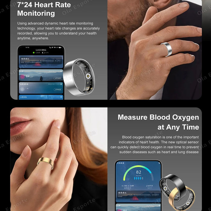 2025 New Smart Ring Blood Oxygen Heart Rate Sleep Monitoring Sports GPS Tracking Remote Care 5ATM Waterproof smartring Men Women