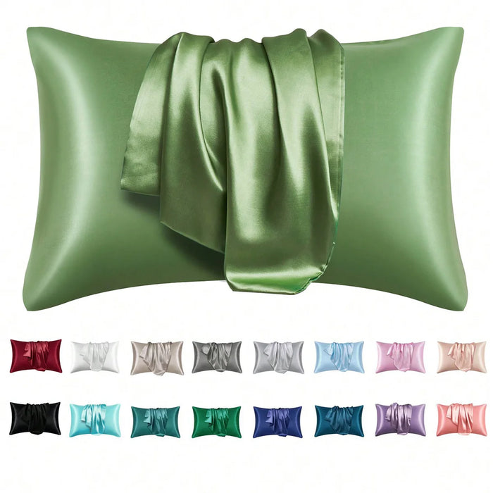 2 pcs Pillowcase for Hair and Skin, Silk Satin Pillowcase  Pillow Cases Set of 2， Silky Pillow Cover with Envelope Closure