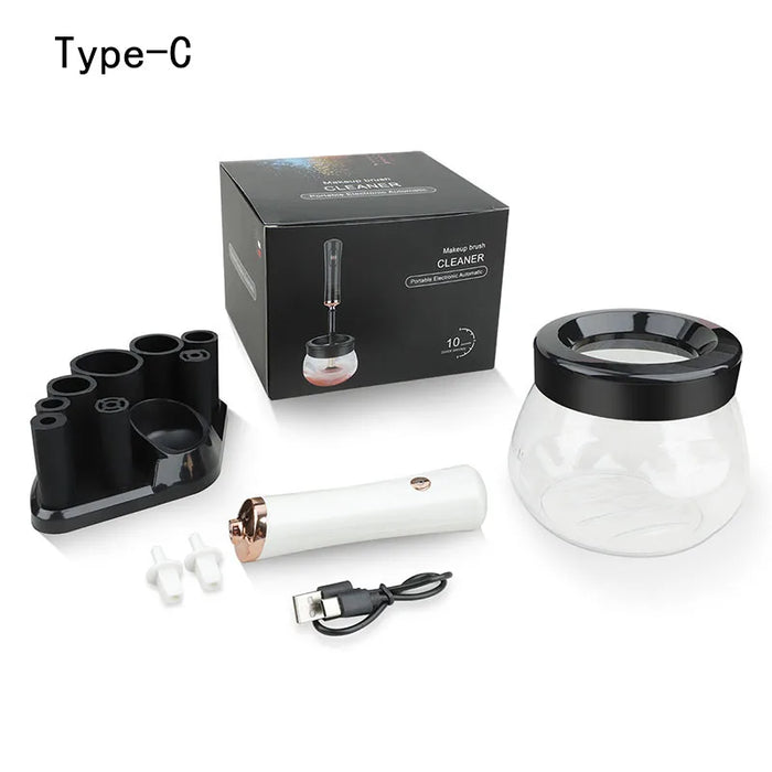 Makeup brush cleaning and drying machine, electric cosmetic automatic brush rotator, with 8 sizes of rubber collar, can be clean