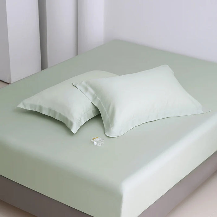Home Bedding Fitted Sheet Set Bamboo Green Lyocell Fiber Mattress Cover&Pillowcase Eucalyptus Customized Sheet Set Deep Pocket