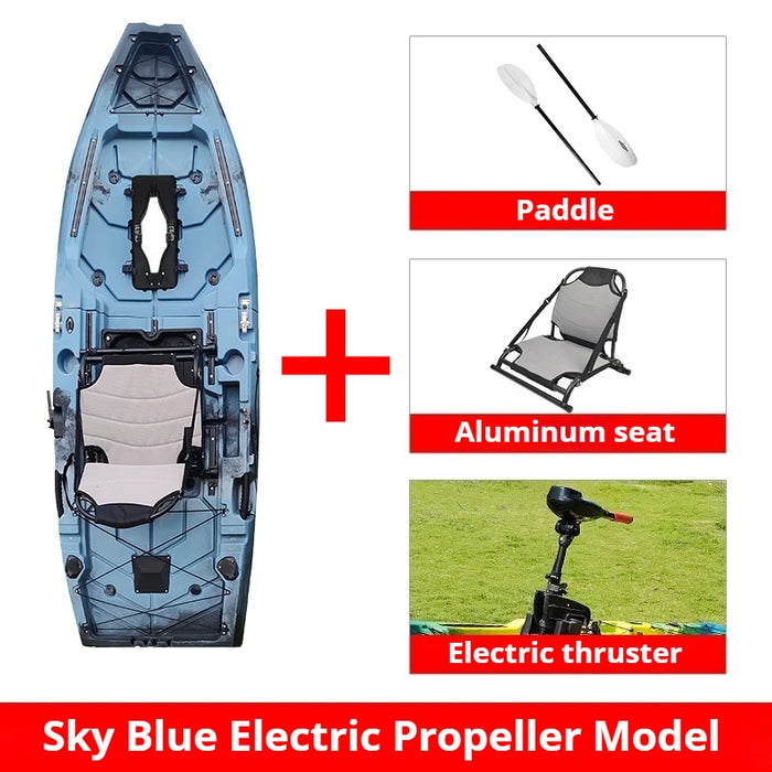 2-Seater Modular Kayak, Electric/Pedal-Driven HDPE Canoe with Aluminum Seats, Portable Fishing Boat for Lake & Ocean Recreation