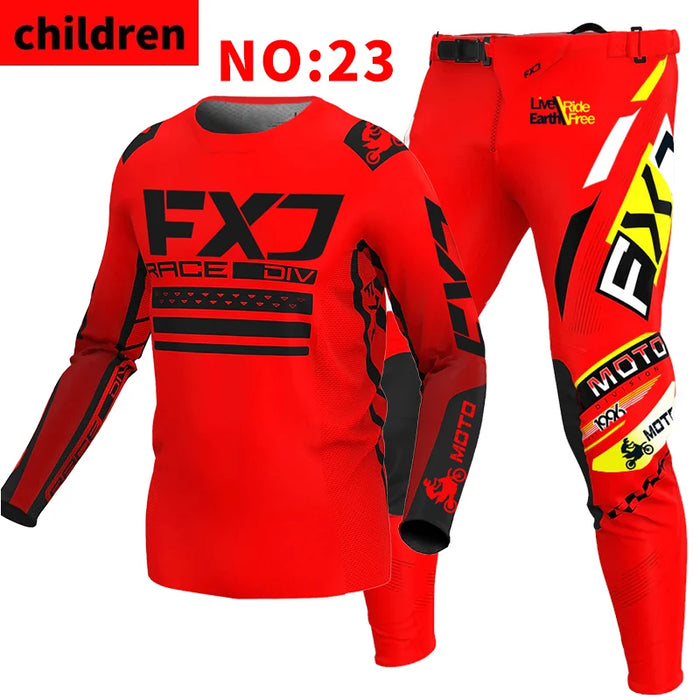 SIZE 20 22 24 26 28 motocross jersey and pants kids FXJ enduro gear set MX Gear Set children Youth MTB DH UTV Racing Sui