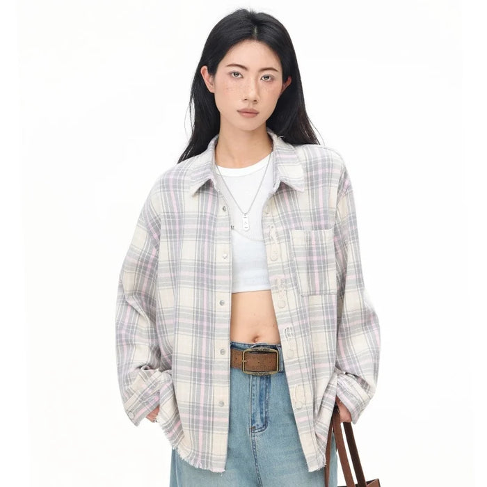 Fashion Women's Blouses Trend 2025 Stylish Women's Plaid Shirts Women's Luxury Tops Mark Cotton Long Sleeve Blouses for Women