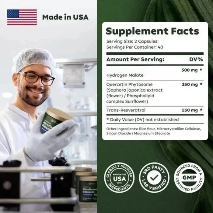 NAD+ Quercetin Capsules Antioxidant Support Daily Wellness Natural Polyphenol Supplement