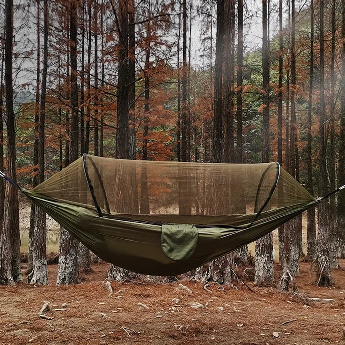 Outdoor Camping Hammock With Mosquito Net Lightweight Hanging Hammocks High Strength Parachute Fabric Hanging Bed Net Quick Open