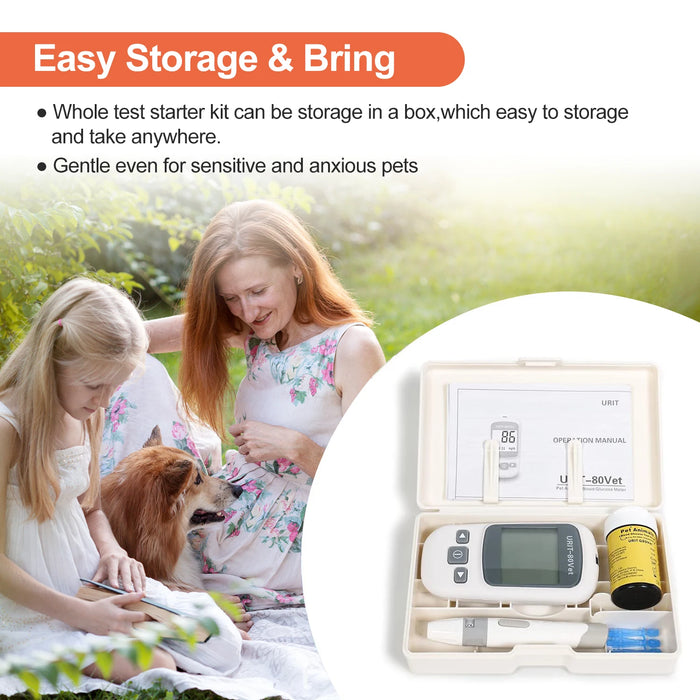 Pet Blood Glucose Monitoring Kit for Diabetic Cats, Dogs, All-in-One Solution for in-Clinic Or at Home, with Digital Results
