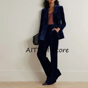 Ladies Suits Women's Velvet Two-piece Suit Casual Sets Set Woman 2 Pieces Chic and Elegant Woman Terno Great Costumes Pants Lady