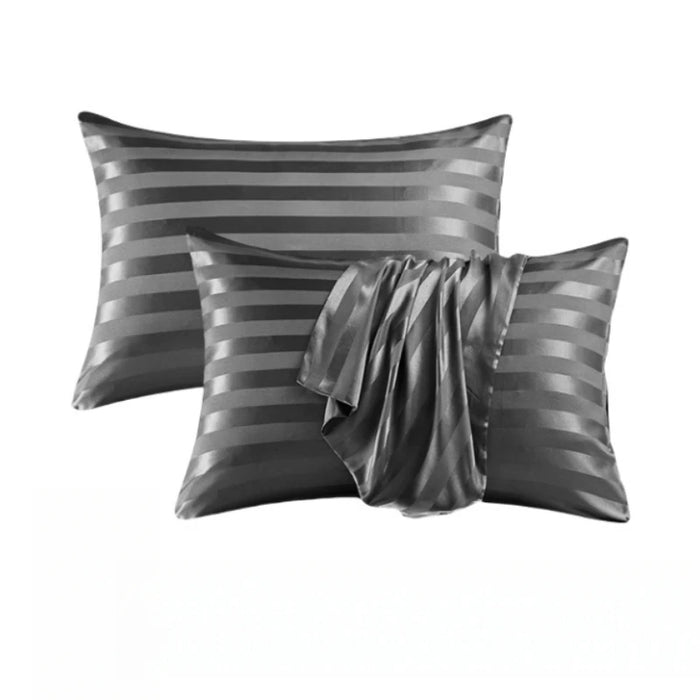 Imitation Silk Pillow case satin Stripe pillowcases cases Covers for bed pillows 2 pieces High-quality Jacquard Envelope Closure