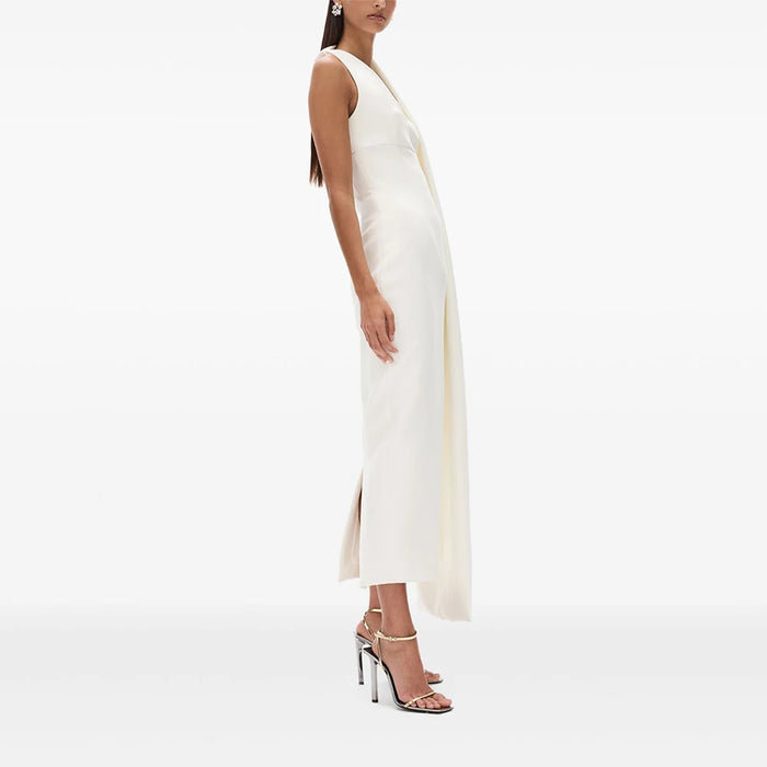 Women's Evening Dresses One Shoulder Tea Length Column Evening Gowns Midi Sleeveless Back Split Elegant Wedding Guest Dress 2025