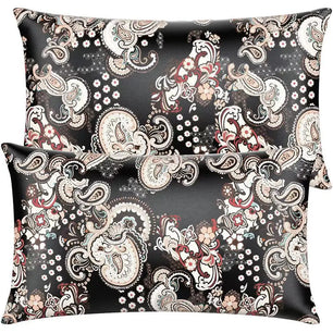 Satin Pillowcase for Hair & Skin, Grey Leopard Printed Pillow Cases Set of 2, Silk Satin Pillow Covers with Envelope Closure