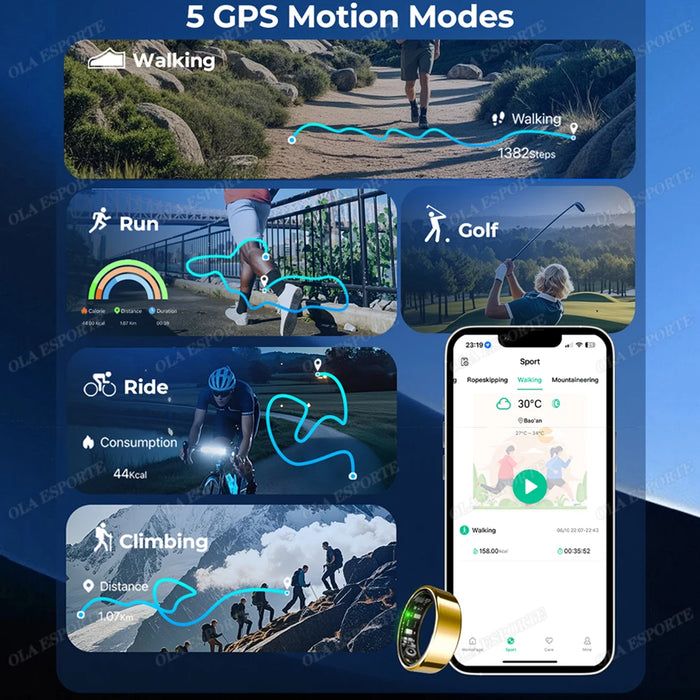 2025 New Smart Ring Blood Oxygen Heart Rate Sleep Monitor Sports GPS Tracking Remote Care 10ATM Waterproof Men Women Smartring