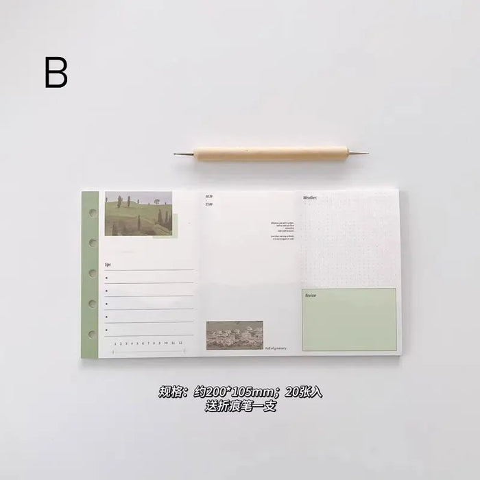 20sheets/Lot M5 Tri-Fold Loose-Leaf Inner Page Notebook Refill To Do Journal Sketchbook Accessories Diary Office Supplies