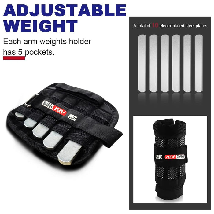 1Pair Adjustable Wrist Ankle Weights,Removable Arm & Leg Weight for Men & Women, Fitness, Strength Training, Running, Walking