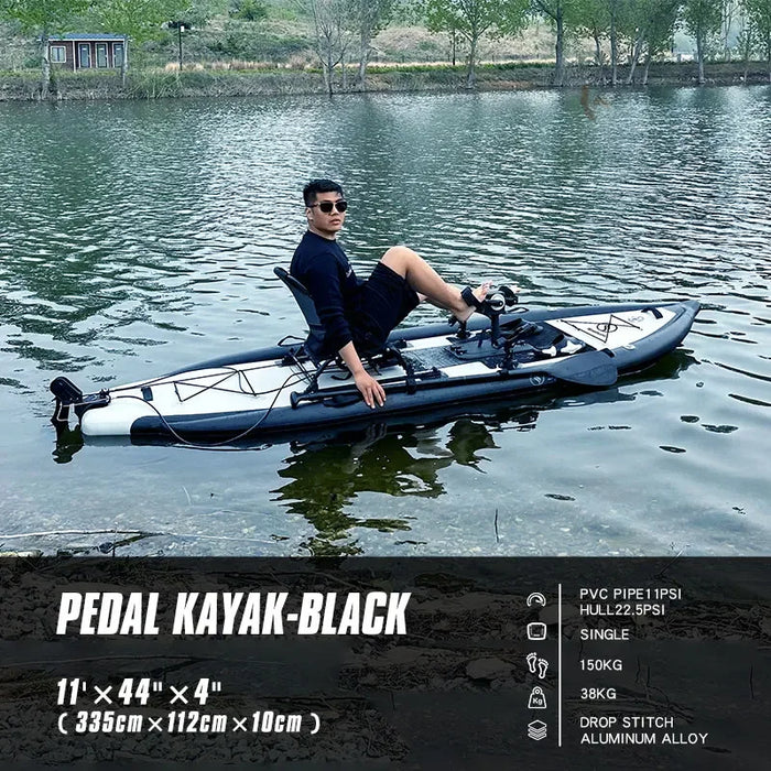 Inflatable Fishing Pedal Kayak Pontoon Boat with Pedal Drive System for Water Sports
