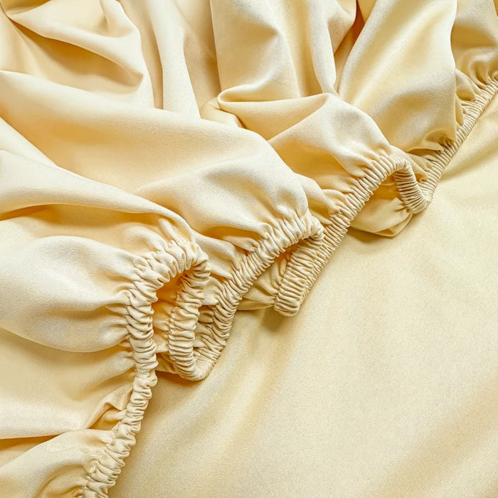 Double Bed Sheets Polyester Bedding Fitted Sheet Only(no Pillowcase) Elastic Band Around Cool Mattress Cover King Size Bed Cover