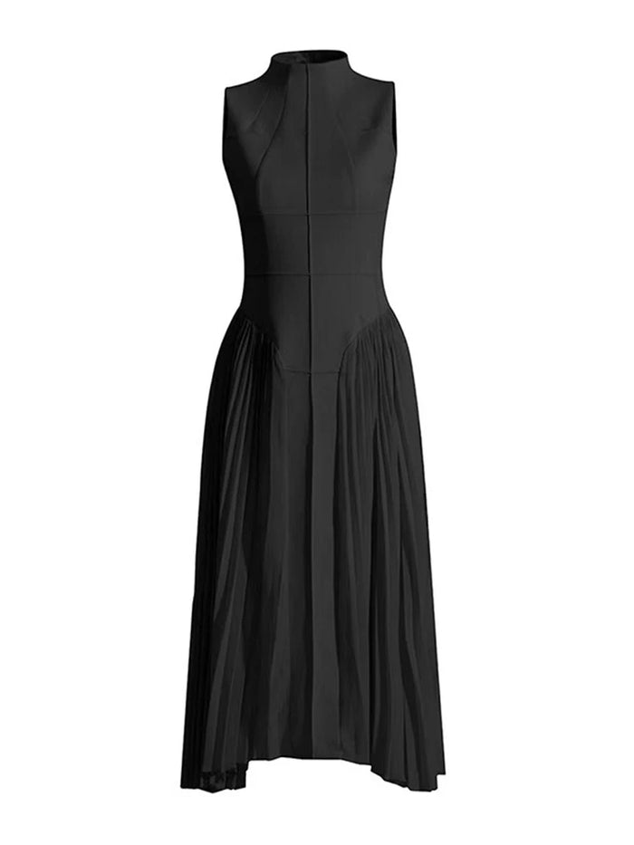 Sleeveless Dresses for Women Pleated Casual Dress Corset Waist Elegant Fashion Ladies Summer Dresses Wholesale Dropshipping