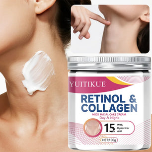 Collagen Neck Cream: Contains 15% hyaluronic acid, moisturizes day and night, firms the skin, enhances elasticity, 100g