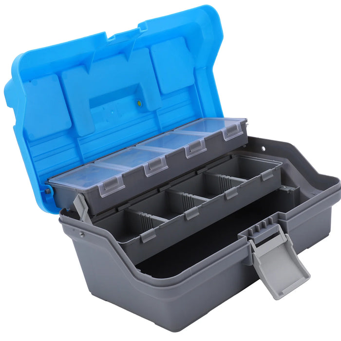 Fishing Gear Box, Fishing Tackle Box Portable ABS Three‑Layer Fishing Gears Storage Box with Ergonomic Handle