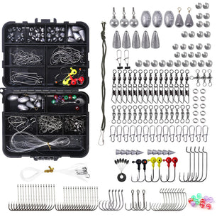 Fishing Accessories Kits Bass Trout Fishing Tackle Kit Jig Heads Hooks Fishing Swivels Fishing Weights Fishing Tackle Kit