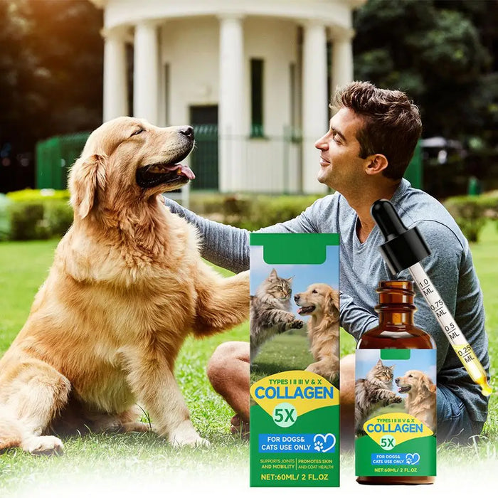 Dog Collagen Health Drops - Gentle Formula Joint Care Hair Care Support Skin and Hair Health Pet Nutritional Supplement